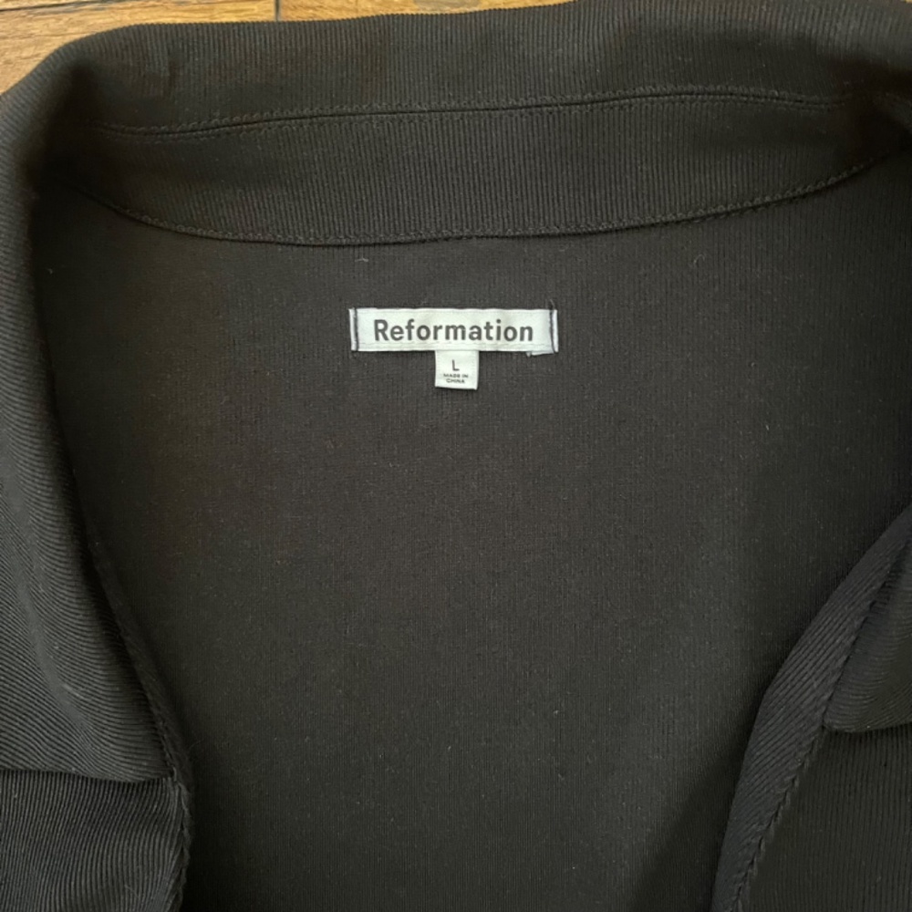 Reformation Women's Cropped Top Collared Button Front Ribbed Sz L - Picture 5 of 7